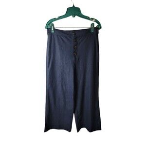 High Waisted Button Fly Wide Leg Stretch Jeans Pants Cropped MEDIUM Agnes & Dora